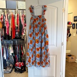 Easel Orange and Blue Floral Maxi Dress
